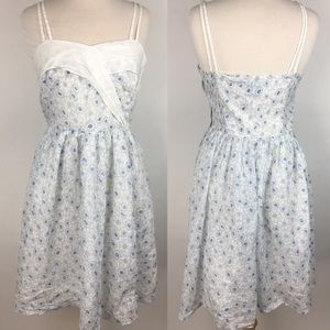Anthro Girls From Savoy White & Blue Floral Dress
